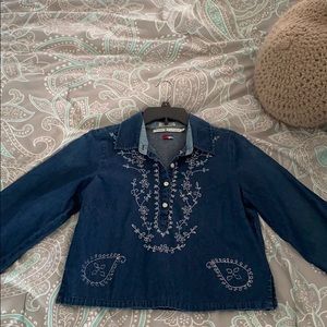 Vintage Tommy Hilfiger Embroidered Cropped Shirt